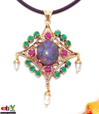 wertvoller exklusiver 10,20ct Opal Rubin Smaragd 750er Goldanhänger Wert 4990 €