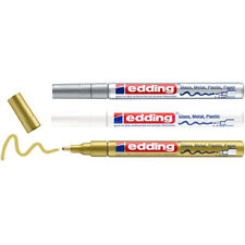 3x edding 751 Glanzlackmarker gold, silber, weiß Permanentmarker Lackstift 1-2mm