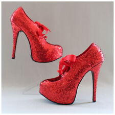 Plateau Pumps Gr. 38 / US8 Pleaser Bordello Teeze 10 rot glitzer (#2055)