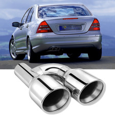 2.5" Edelstahl Doppelrohr Auspuffblende Endrohr für Mercedes C Klasse W204 W203