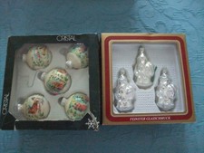 5 Weihnachtskugeln Nostalgie, 3 Weihnachtsmänner in Silber aus Glas