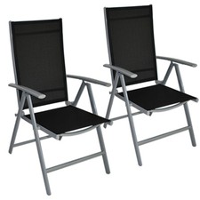 Gartenstuhl Aluminium Hochlehner Alu klappbar verstellbar silber 2 Stück