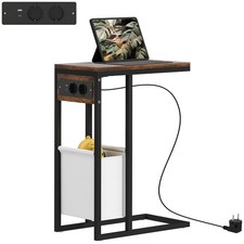 Beistelltisch Couchtisch im C-Form mit Tragetasche, USB-Anschlüssen, Steckdosen