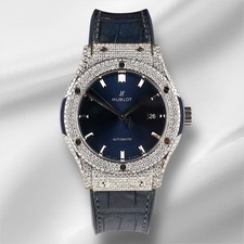 Hublot Klassisch Fusion 42mm 9ct Diamanten Ziffernblatt Blau Herren Armbanduhr