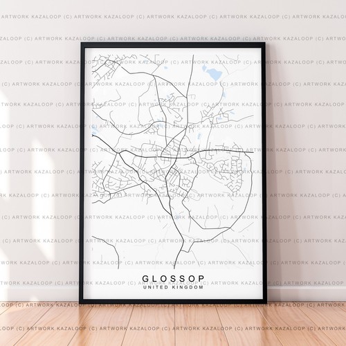 Glossop karte poster - glossop,