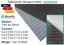 EPDM Moosgummi Zellkautschuk SELBSTKLEBEND - bis 30mm dick - Kleber Matte Schaum