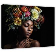 Leinwand Bilder Frau Blumen Modern Wandbilder Groß Leinwandbild Wanddeko 74