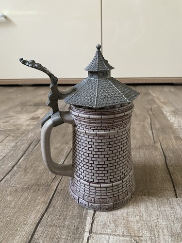 Bierkrug mit zinndeckel - , um