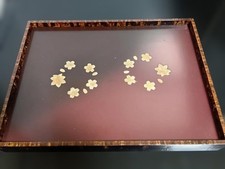 Akita Kabazaiku langes Tablett Sakura & Autumn Leaves traditionelles Handwerk...