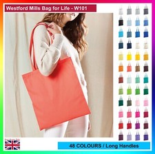 Westford Mill Bag for Life - lange Griffe, 100 % Baumwolle, Einheitsgröße, 48 Farben