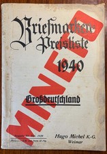 BRIEFMARKEN PREISLISTE 1940 Großdeutschland H Michel Weimar