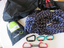 Seil [60m/SEHR GUT]+ Gurt + Brustgurt + 5 Karabiner + Expresse + Tasche Klettern