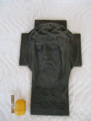 Bronzekreuz relief jesus kopf - bronzekreuz,