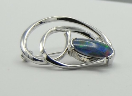 Weißgold brosche nadel opal - ,