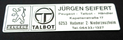 Werbe aufkleber peugeot talbot - peugeot,