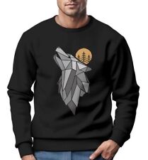 Sweatshirt Herren Polygon Print Wolf Wald Outdoor Adventure Natur Tiermotiv