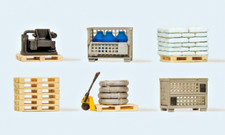 Preiser 17704 Gitterboxpalette, Paletten mit Ladegut, Fertigmodell, H0