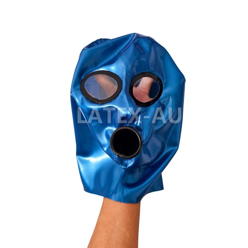 Blau latexhaube mit augenglas - blau,