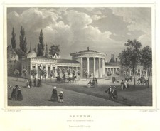 Aachen Elisenbrunnen Original Stahlstich Oeder 1840