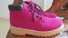 Safran Bootie Gr.5 Gr.38 Boots TOP Leder neuwertig pink lila dicke Profilsohle