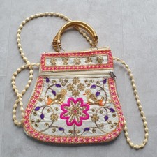 Handcrafted Indian Hand & Shoulder Bag |  Handtasche 21x21cm | Zipper Closer