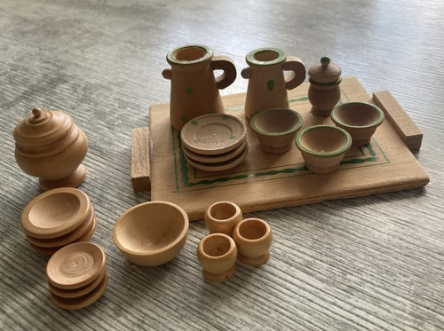 Tlg miniatur holz geschirr - tlg,