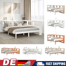 Massivholzbett mit Regal ohne