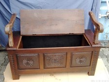 Antike Barok Holz Truhe Kiste
