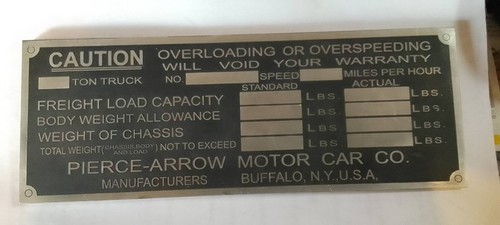 Typenschild pierce arrow - typenschild,
