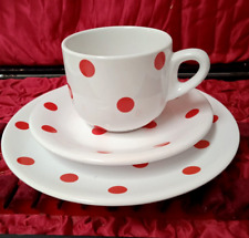 Kaffeegedeck 3-tlg. Creatable weiß rote Punkte Tasse Untere Kuchenteller