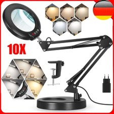 2-in-1 Lupe mit Licht und Ständer 10X Lupenleucht Dimmbare LED Schreibtischlampe