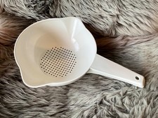 Tupperware Abtropf-Sieb Goldregen Stand-Sieb Seiher Ausgiesser weiß