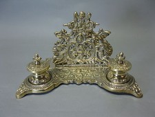 Edle Messing Briefständer  Schreibtischgarnitur  27cm 1,8 Kg schwer Tintenfass