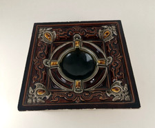 Ofenkachel Ton glasiert um 1900 Reliefkachel Rarität Spanien Bunt