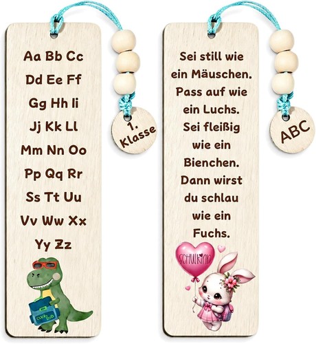 Lesezeichen holz 13cm - lesezeichen, dino