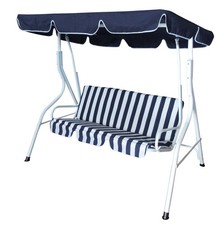 Hollywoodschaukel Gartenschaukel Schaukelbank 3-sitzer blau weiss 2. WAHL