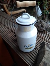 Milchkanne Kanne Emaille   Motiv Gänse Landhaus 23F