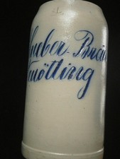 Alter Bierkrug,1 Ltr, Maßkrug, geritzt Huber Bräu Neuötting, Tonkrug, Käferloher