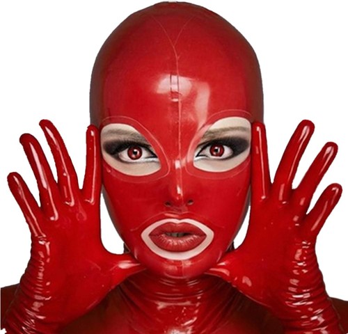 Rot latex gummi haube maske - latex,