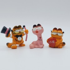 Lot x3 PVC Figures Garfield Bully Germany 80s genuine vintage tv cartoons comic