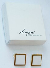 Original Langani Ohrclipse weiß-goldfarben 2x2cm #1