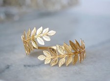 18K Gelbgold über Oberarm Blatt Manschette Hochzeit Armband in Boho Brautschmuck