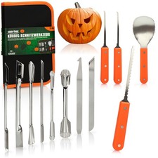 12-teiliges Kürbis Schnitz-Set für Halloween - Schneide-Werkzeuge zum Aushöhlen