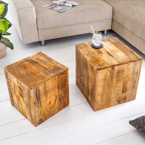 Massives 2er set beistelltisch - set,