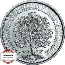 J331  5 Mark WEIMAR EICHBAUM von 1927 A in VZ  1080