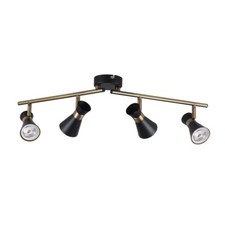 4 Spotlampe Twin Bar Deckenleuchte Beschlag schwarz/gold - KANLUX MILENO EL-41B-AG