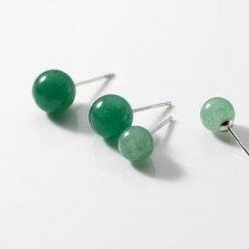 Silber 925 Ohrstecker Aventurin Kugel (Indische Jade), Grüne Damen Ohrringe