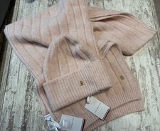Tommy Hilfiger Set Damenschal u Mütze Winterschal rosa mit Alpaka Kuschelig Neu