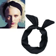 Multifunktion Schleife Hasenohren Haarband Draht biegbar Stirnband Schwarz