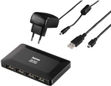 HAMA USB 2.0 Aktiv HUB 1:4 mit NETZTEIL 4-fach - 4 Port Verteiler Splitter - NEU